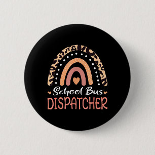 Schulbus Dispatcher Leopard Regenbogen Button