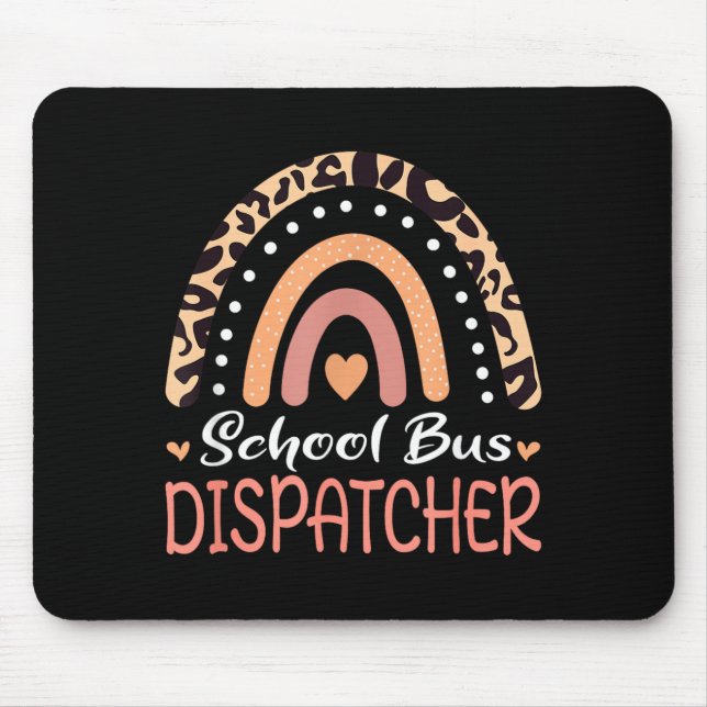 Schulbus Dispatcher Leopard Regenbogen Mousepad (Vorne)