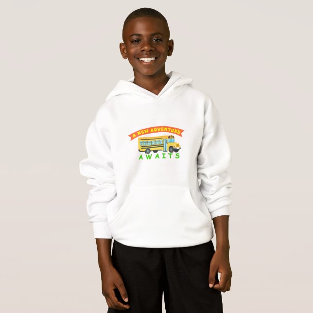 Schulbus erwartet neues Erlebnisdesign Hoodie (Vorne ganz)