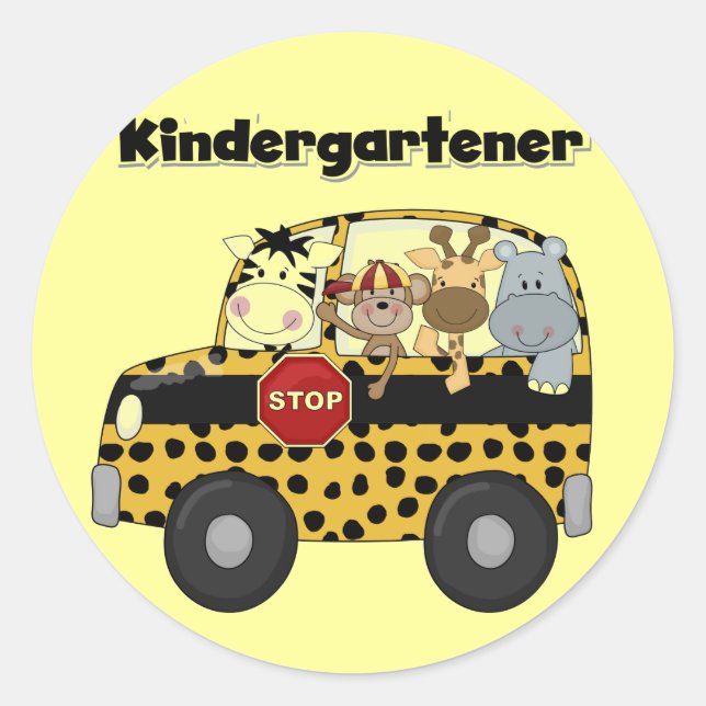 Schulbus Kindergartner Tshirts und Geschenke Runder Aufkleber (Vorderseite)