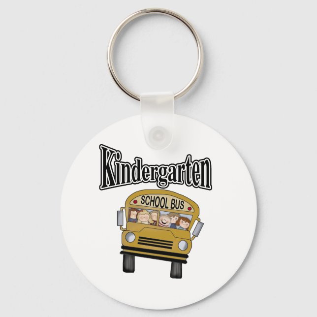 Schulbus mit Kindern im Kindergarten Schlüsselanhänger (Vorderseite)