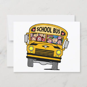 Schulbus mit Rückfahrt zu den Schulkindern Postkarte