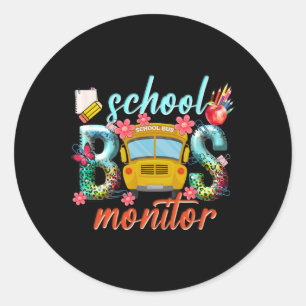 Schulbus-Monitor Schulbusfahrer Zurück zur Schule Runder Aufkleber