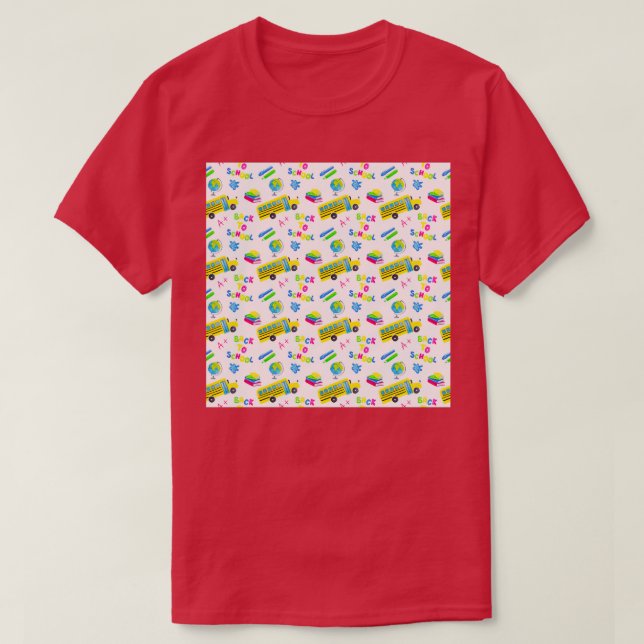 Schulbus - Nahtloses Muster T-Shirt (Design vorne)