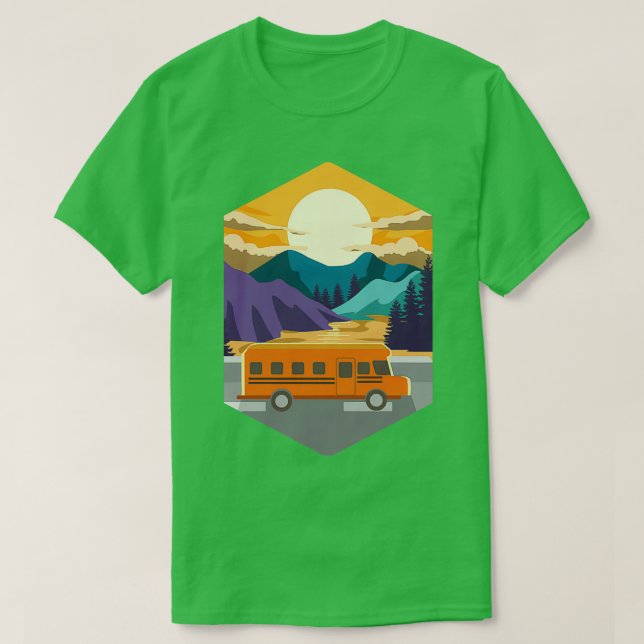 Schulbus Sunset 2 T-Shirt (Design vorne)