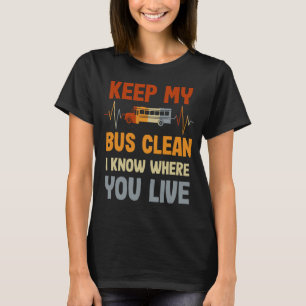 Schulbus Vintage Herzschlag für Schulbusfahrer T-Shirt