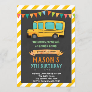 Schulbus zum Geburtstag Einladung
