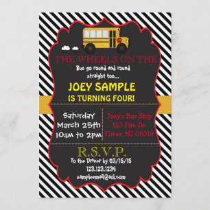 Schulbus zum Geburtstag Einladung