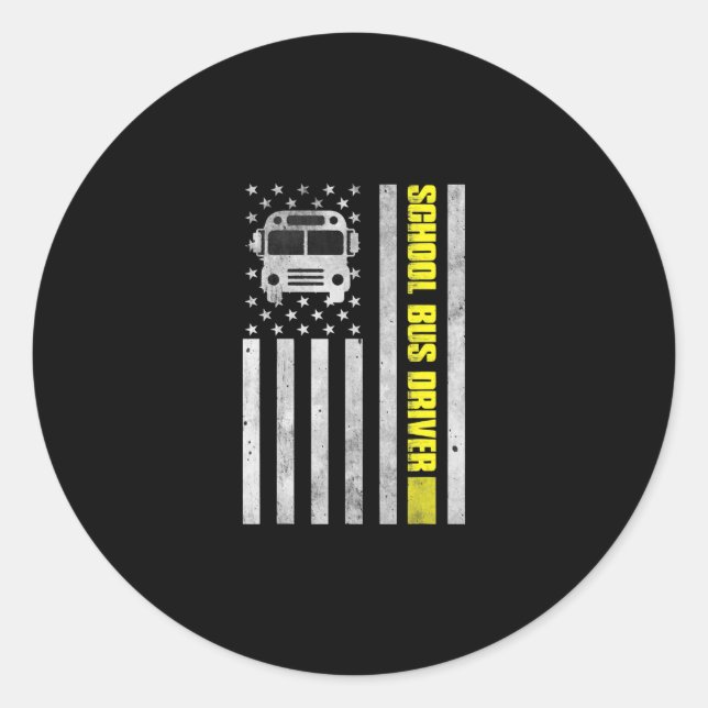 Schulbusfahrer American Flag , Schulbusfahrer Runder Aufkleber (Vorderseite)