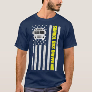 Schulbusfahrer American Flag Shirt School Bus D