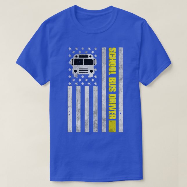 Schulbusfahrer American Flag Shirt School Bus D (Design vorne)