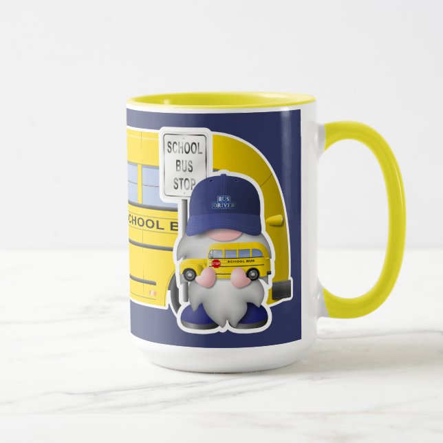 Schulbusfahrer kommen mit Schulbus Tasse (Rechts)