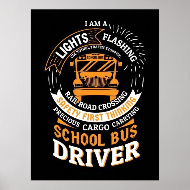 Schulbusfahrer leuchten blinkend poster (Vorne)