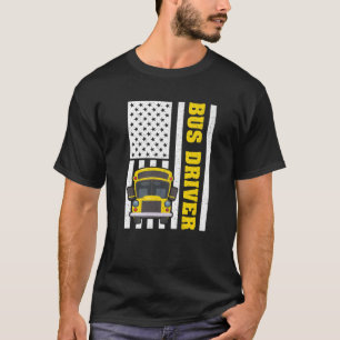 Schulbusfahrer Retro American Flag Bus Treiber 4 T-Shirt