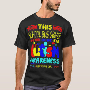 Schulbusfahrer tragen Blauer für Autismus-Bewusst T-Shirt