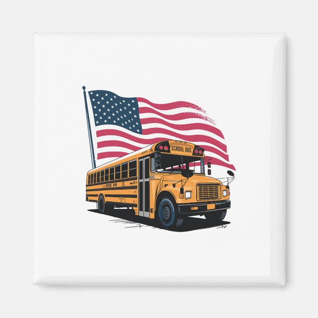 Schulbusfahrer USA-Flagge  Magnet (Vorne)