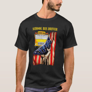 Schulbusfahrer Usa Flagge Stolz blau rot weiß T-Shirt