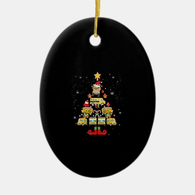 Schulbusfahrer Weihnachtsbaum-Geschenk Keramik Ornament (Vorne)