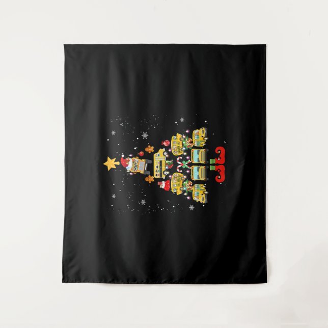 Schulbusfahrer Weihnachtsbaum-Geschenk Wandteppich (Vorderseite)