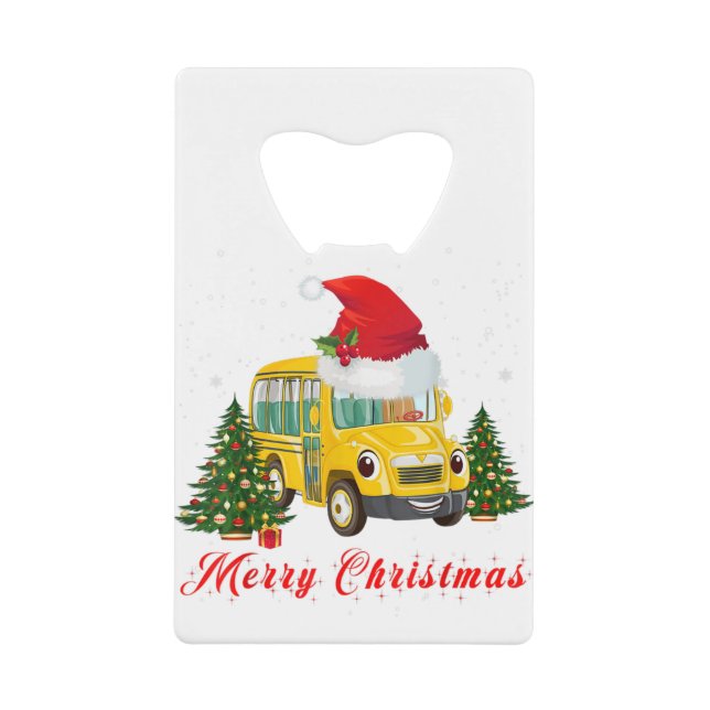 Schulbusfahrer Weihnachtsmannmütze frohe Weihnacht Geldbeutel Flaschenöffner (Vorderseite)