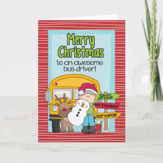 Schulbusfahrerkarte Weihnachtskarte Feiertagskarte (Vorderseite)