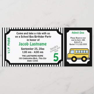 Schulbusfahrt Birthday Bus Ticket Einladung