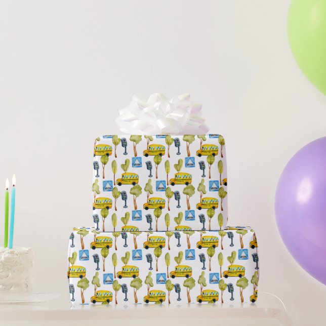 Schulbusleuchten und Kreuzfahrten Geschenkpapier (Partygeschenke)