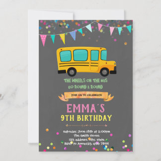 Schulbusmädchen Geburtstag Einladung