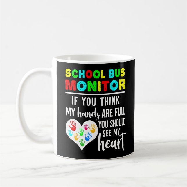 Schulbusmonitor - Hände im Herz Kaffeetasse (Links)
