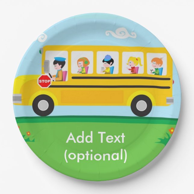 Schulbuspapier-Teller Pappteller (Vorderseite)