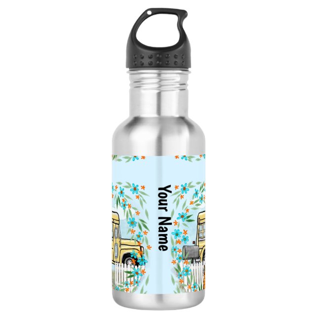 Schulbustag Edelstahlflasche (Vorderseite)