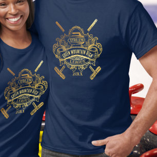 Schulclub-Team-Liga-Name Jahr Curling T-Shirt