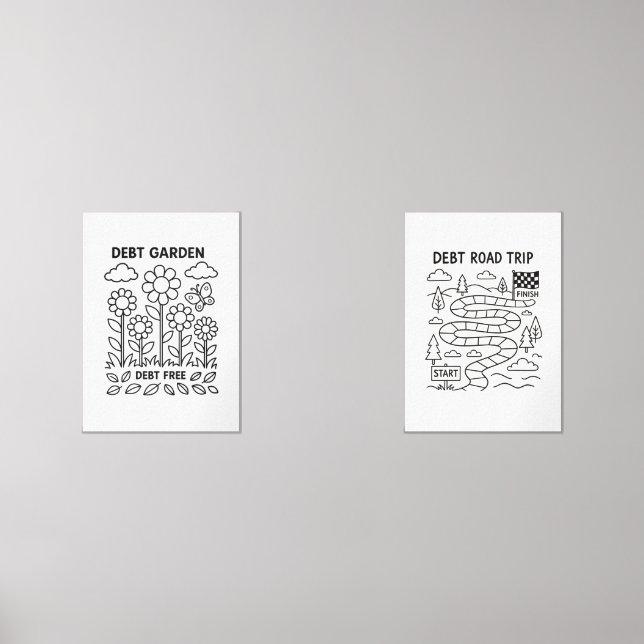 Schulden Garden Payoff Tracker-Farbblatt Bilderwand Sets (Vorderseite)
