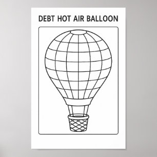 Schulden-Heißluftballon-Abzahlungs-Tracker-Malblat Poster