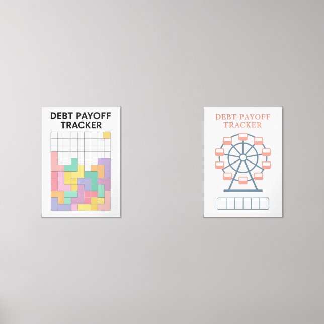 Schulden Payoff Tracker Bilderwand Sets (Vorderseite)