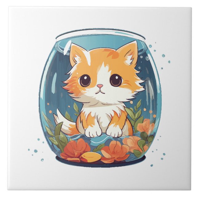 Schuldige Katze Fliese (Vorderseite)