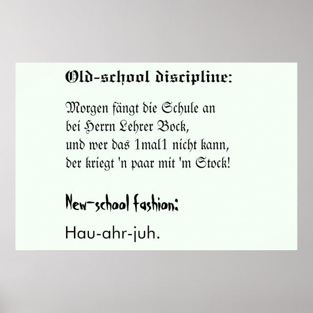 Schuldisziplin Poster (Vorne)