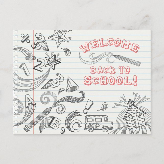 Schuldoodles Willkommen zurück zur Postkarte der S (Vorderseite)