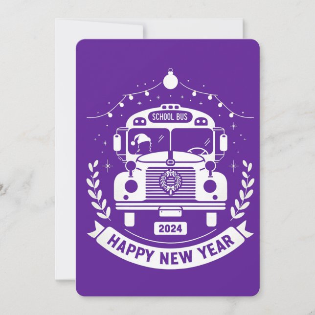 SCHULE BuS TREIBER FREUEN SICH AUF NEUJAHRSKARTE (Vorderseite)