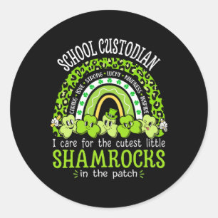 Schule Custodian St Patricks Day Kleeblatts School Runder Aufkleber