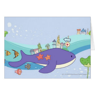 Schule der Fische, die in der Unterwasserstadt