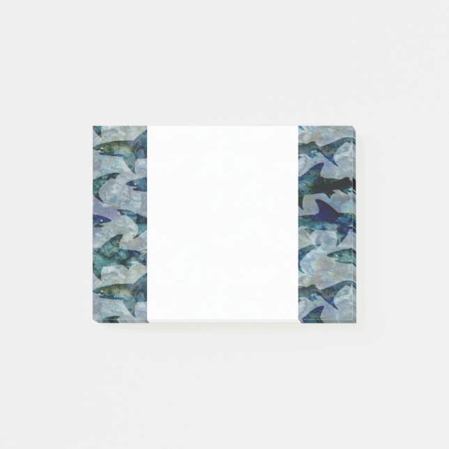 Schule der Haifische im wässrigen Blau Post-it Klebezettel (Vorderseite)