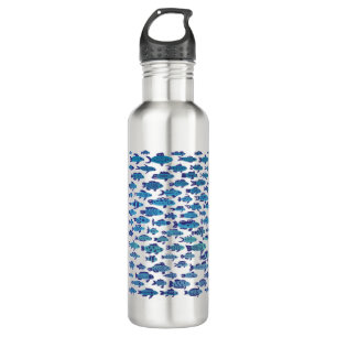 Schule des Blauen Sardiniens Edelstahlflasche