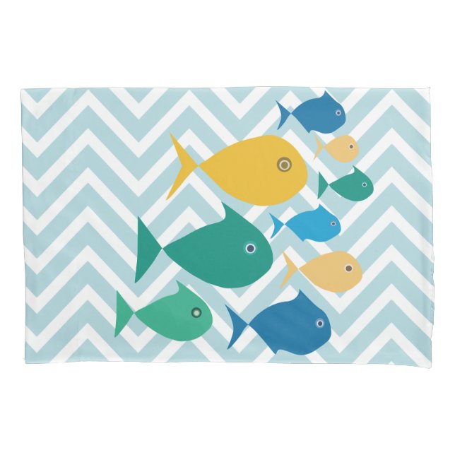 Schule des Fisch-Zickzack Kissenbezugs Kissenbezug (Vorderseite)