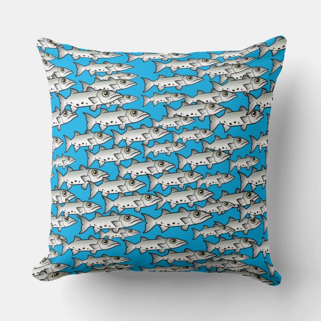 Schule des Scubadorable Great Barracuda Kissen (Vorderseite)