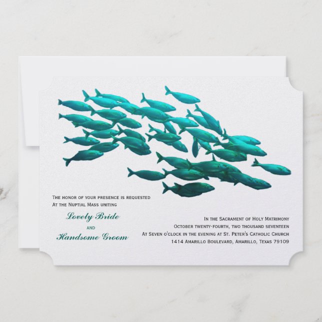 Schule Fisch-der katholischen Hochzeits-Einladung Einladung (Vorderseite)