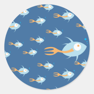 Schule für Bio Planeten-Aufkleber für Fische Runder Aufkleber