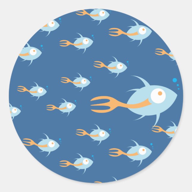 Schule für Bio Planeten-Aufkleber für Fische Runder Aufkleber (Vorderseite)