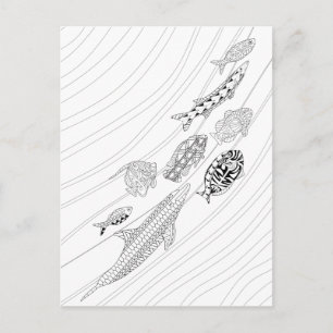 Schule für Erwachsenenfärbung von Fischen Postkart Postkarte