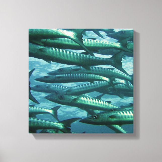 Schule für grüne Fische Canvas Print Leinwanddruck (Vorderseite)